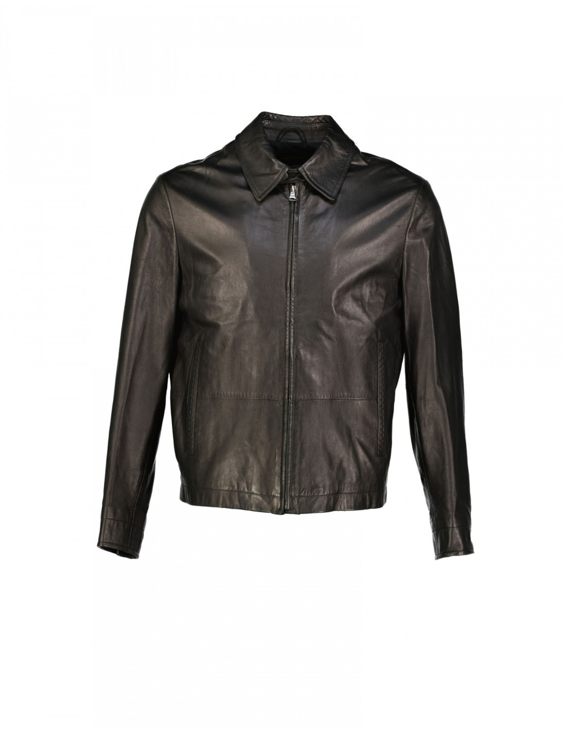 BOSS by Hugo Boss Genuine Lamb Leather Long Sleeve Notch Collar  Asymmetrical Zipper Classic Moto Jacket | Dillard's