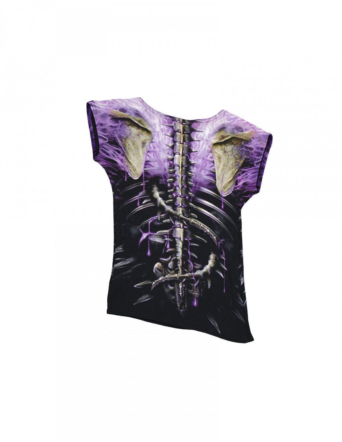 Womens Black Bone Print Skeleton Corset Top M