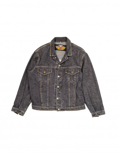 Harley davidson black denim jacket best sale