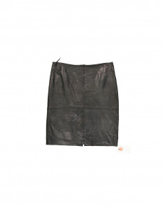 Soaked women's real leather skirt