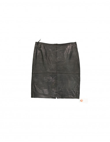 Soaked women's real leather skirt