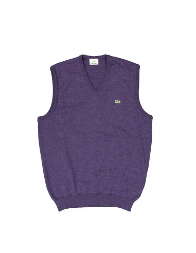 激レア LACOSTE薄紫色 Mサイズ Vネックノースリーブベスト Lacoste men's wool knitted vest