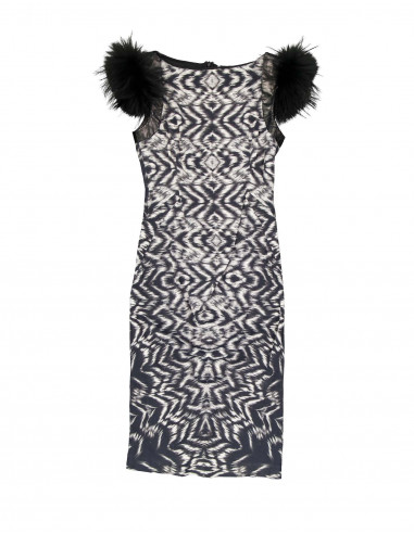 Sportmax women's black print leather fur blend dress