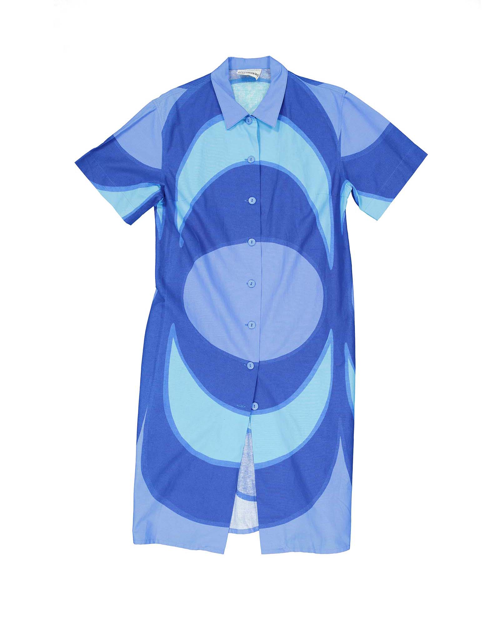 Marimekko vintage women's blue print cotton dress