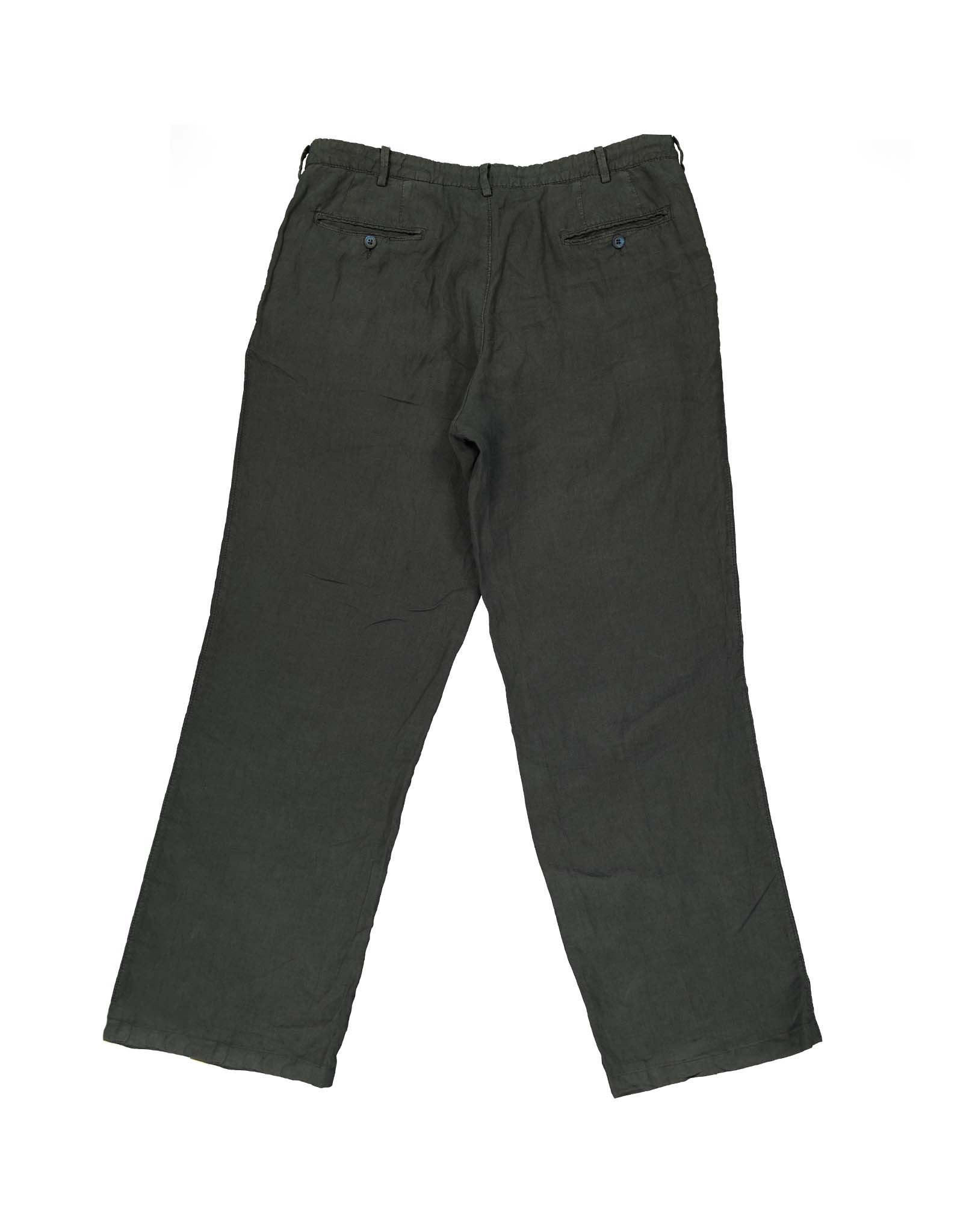 Armani Jeans men's gray linen straight trousers