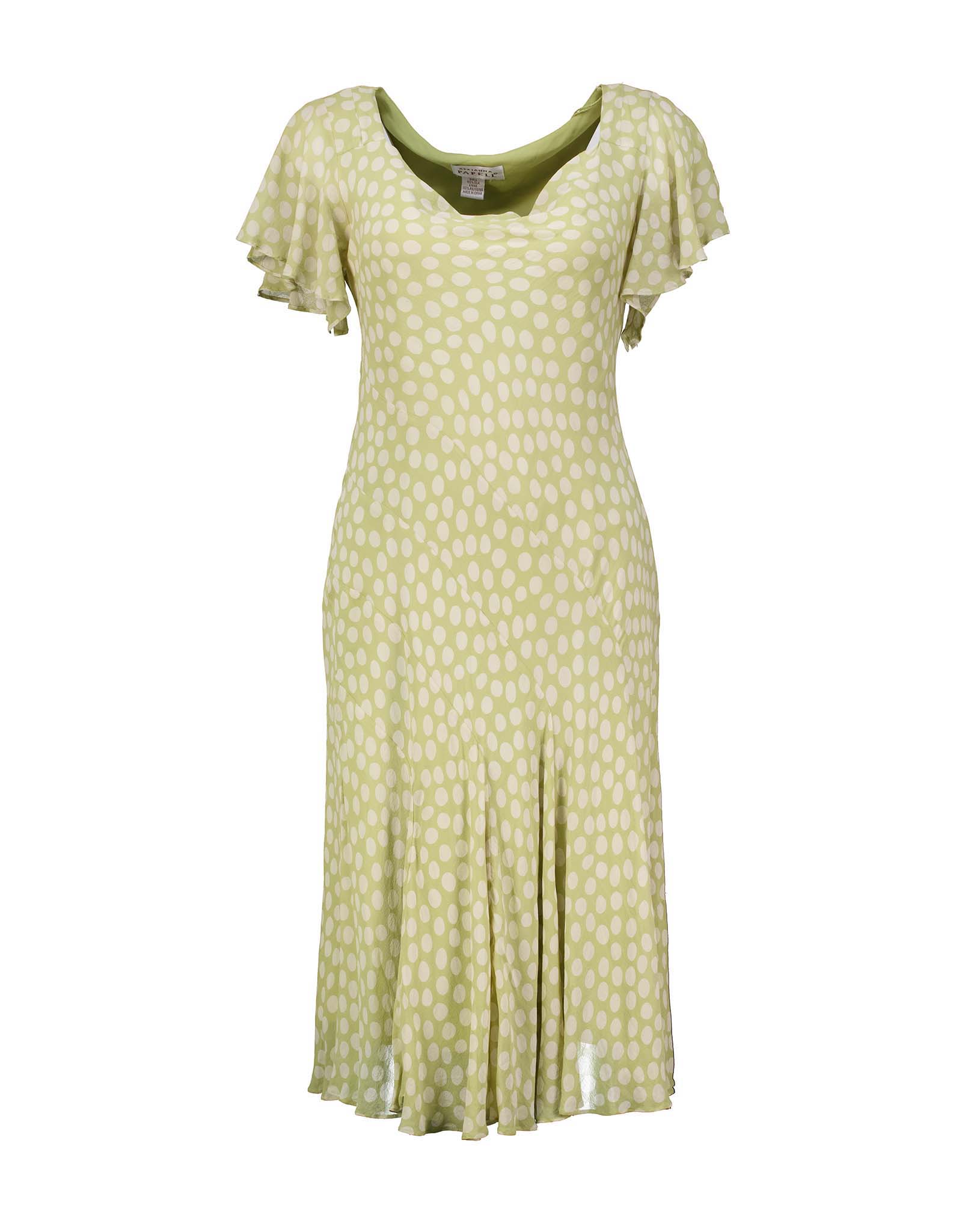 Adrianna Papell vintage women's 00's green polka dot silk dress Adrianna Papell vintage women's 00's green polka dot silk dress