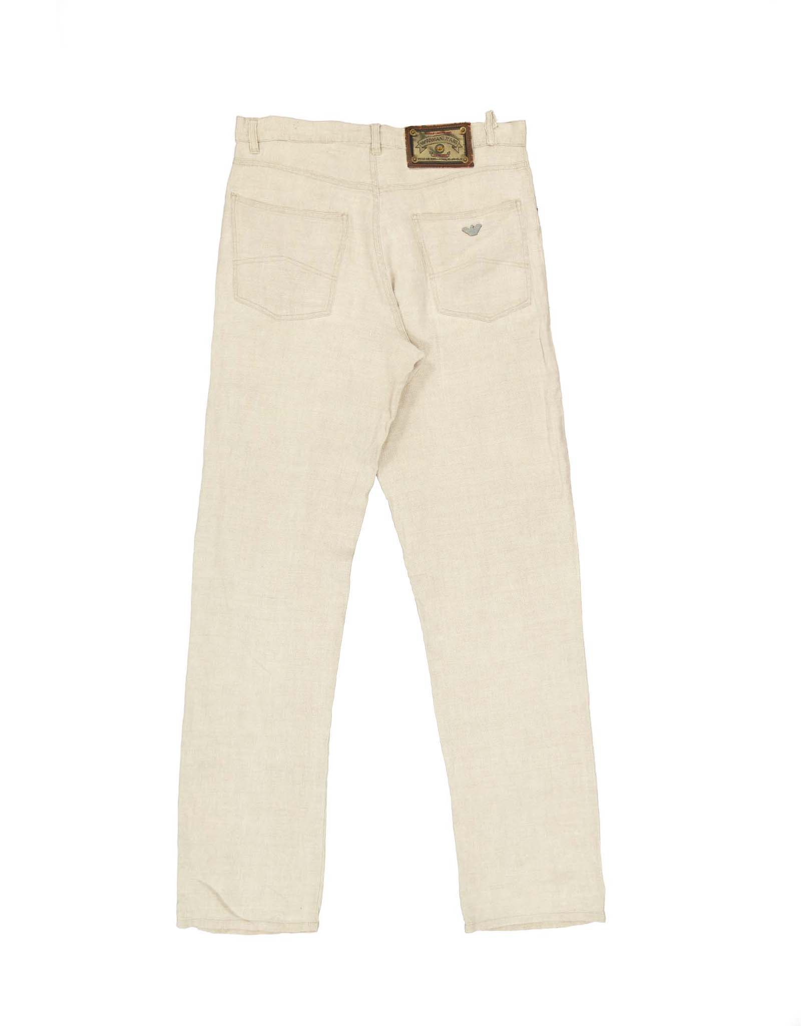 Armani Jeans men's gray linen straight trousers