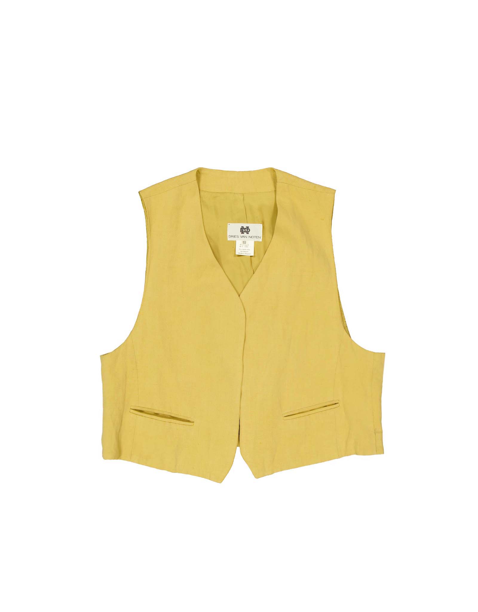 dries van noten gilet vest ベスト Dries Van Noten women's brown linen blend tailored vest