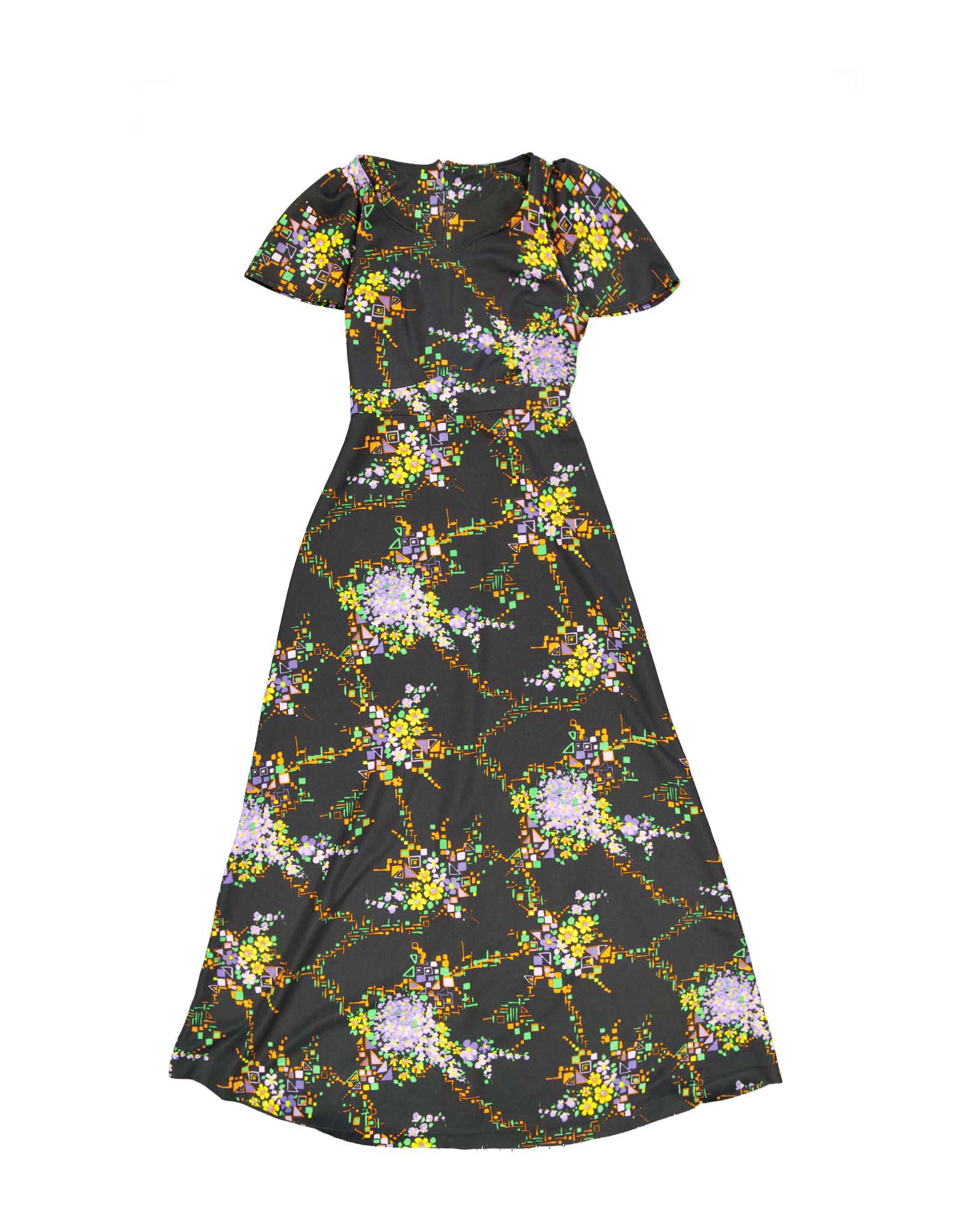 Vintage women's 70's black floral dress Vintage women's 70's black floral dress