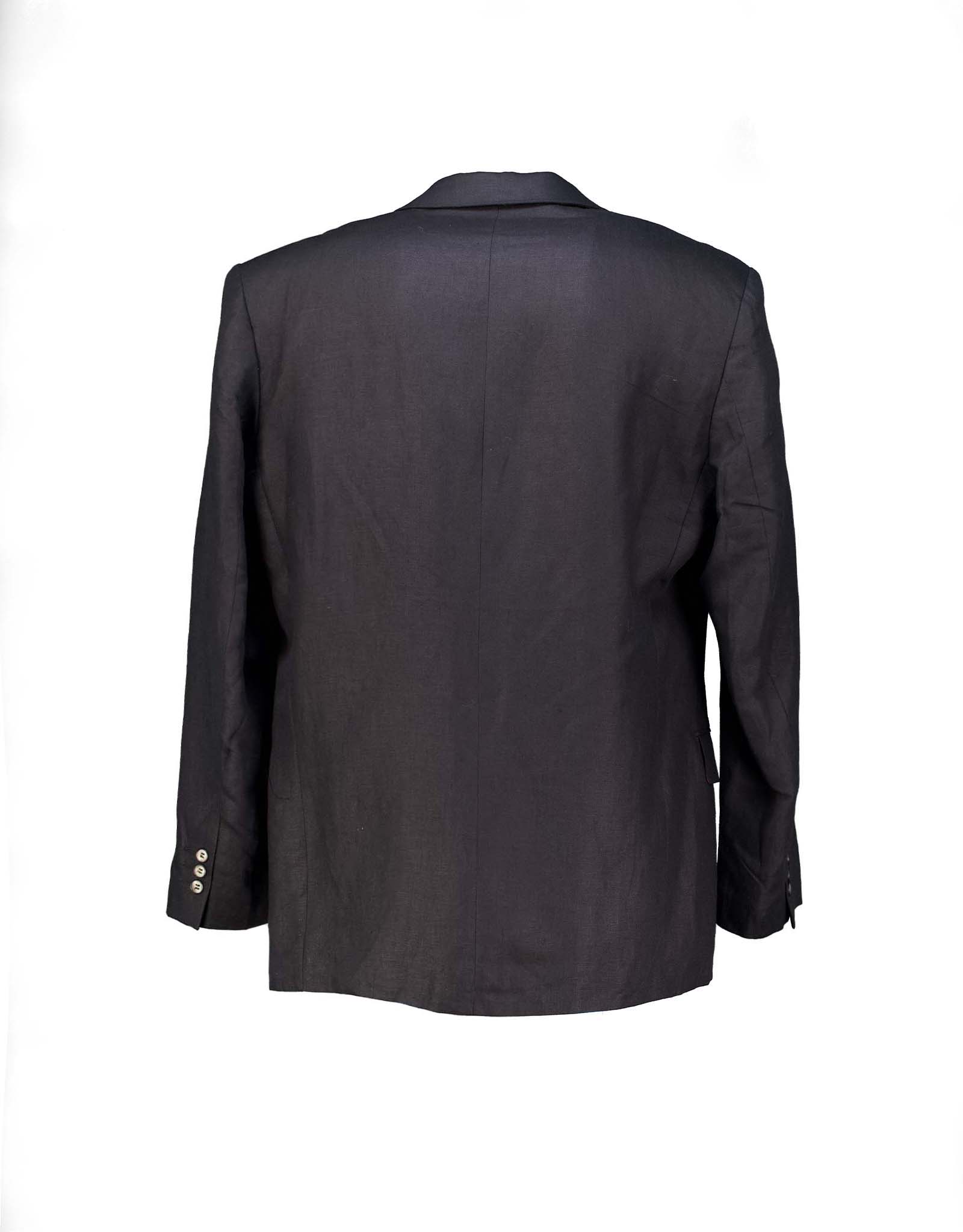 Vintage men's 90's black linen blend tailored jacket