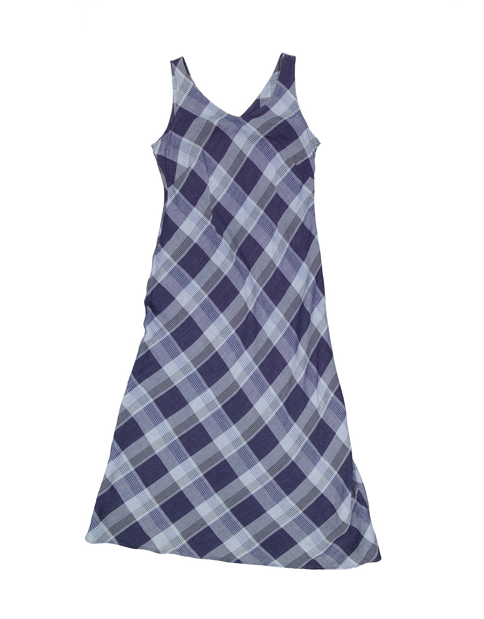 Ril's vintage women's 90's blue checkered linen blend dress