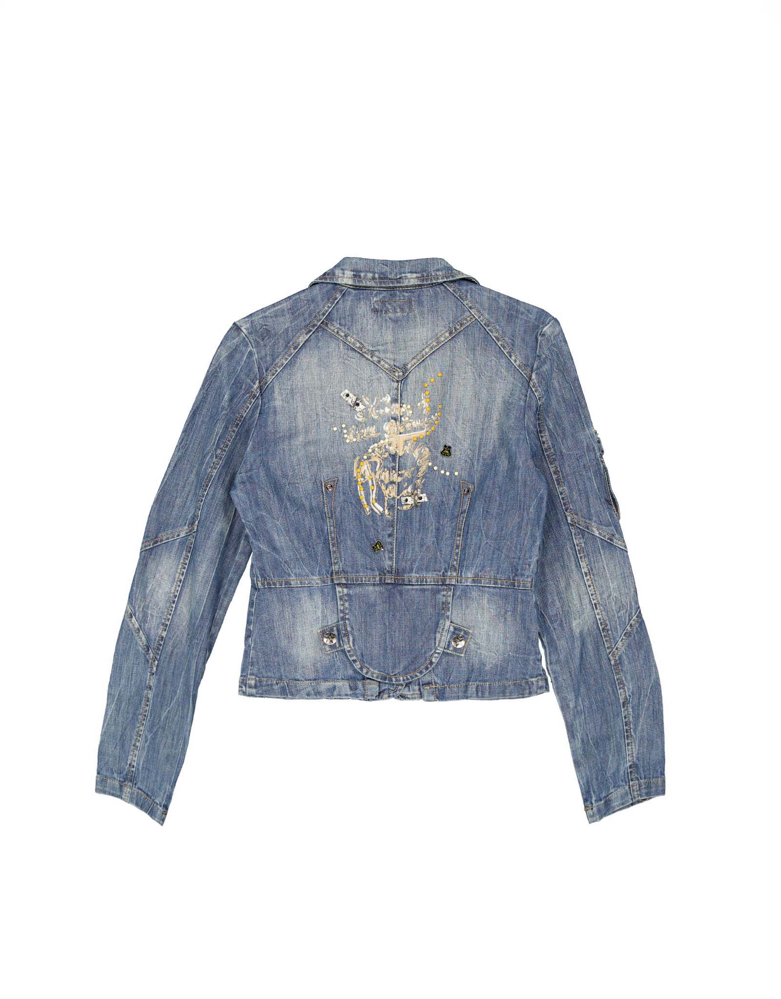 Shi Man Lin vintage women's 00's blue cotton Y2K denim jacket