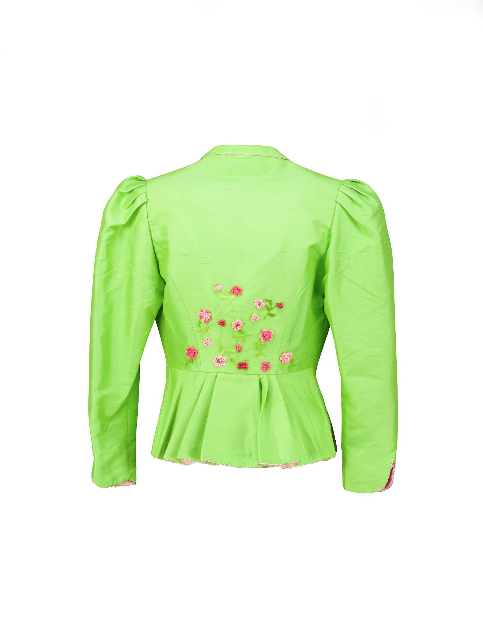 Vintage women's 00's green embroidered tailored jacket