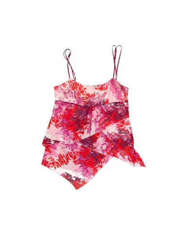 Mexx vintage women's 00's pink floral Y2K asymetric top