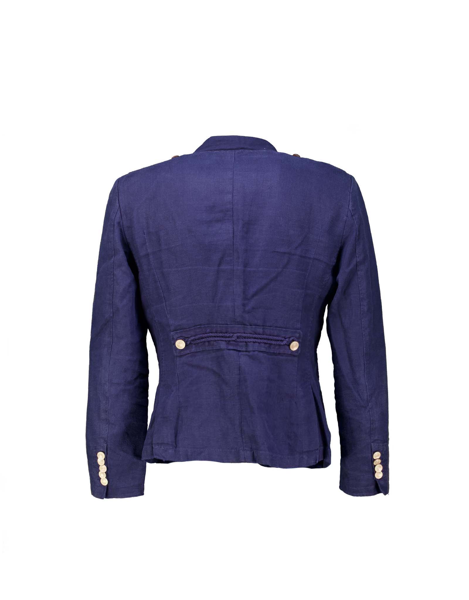 Vintage men's 00's blue linen napoleon blazer