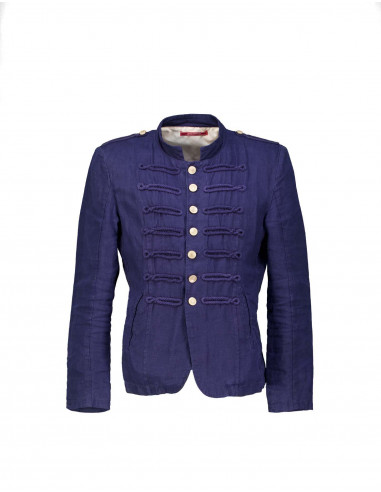 Vintage men's 00's blue linen napoleon blazer
