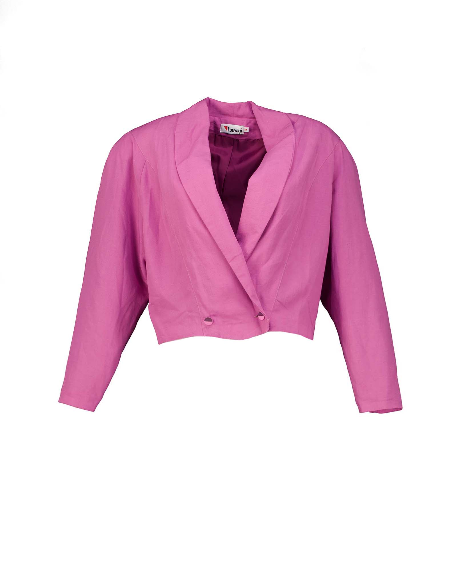 Louwigi vintage women's 90's pink linen blend cropped jacket
