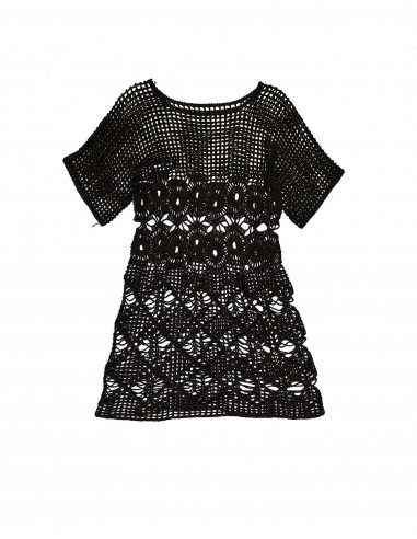 Vintage women's black boho festival knitted dress Vintage women's black boho festival knitted dress