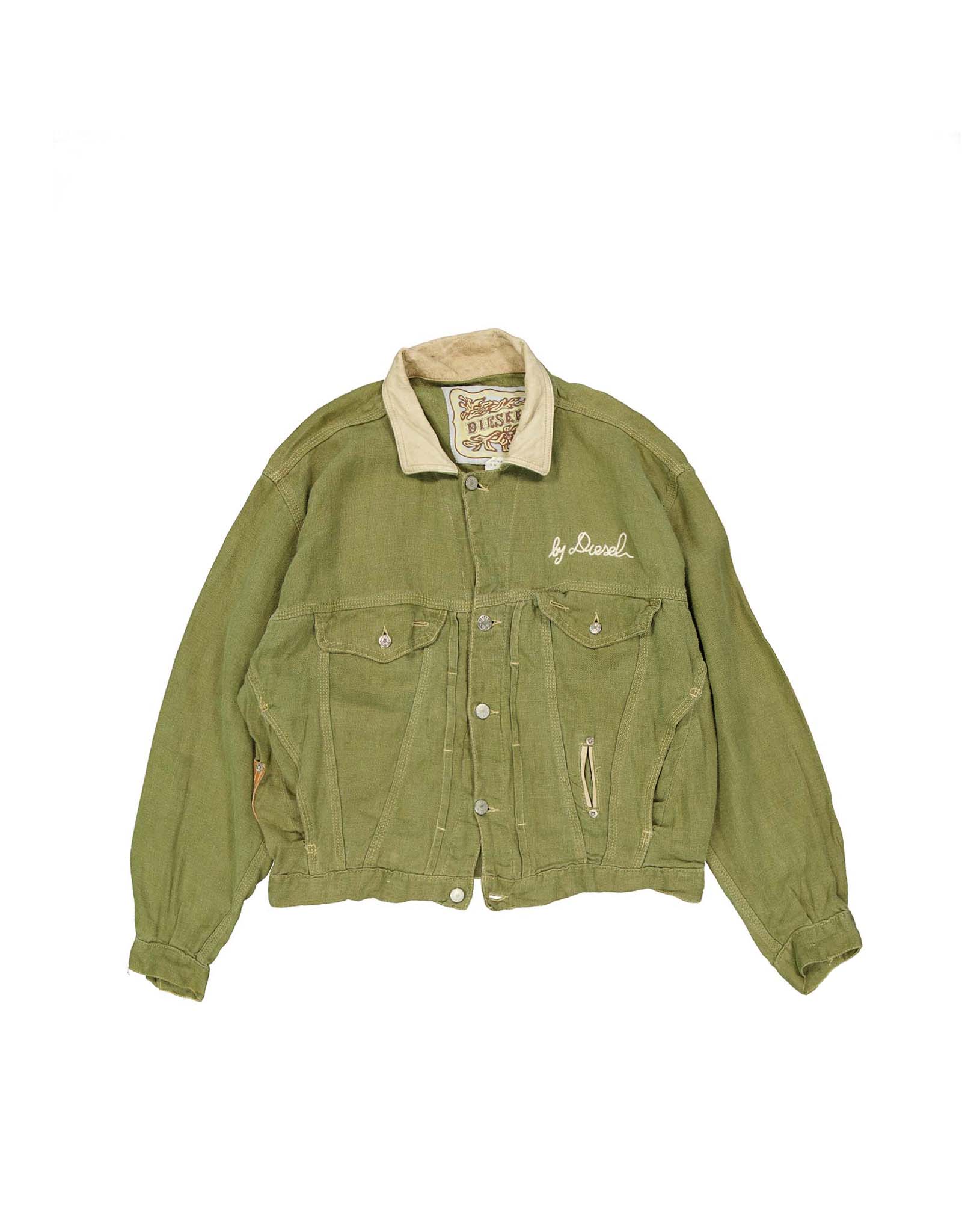Diesel men's 90's green linen jacket