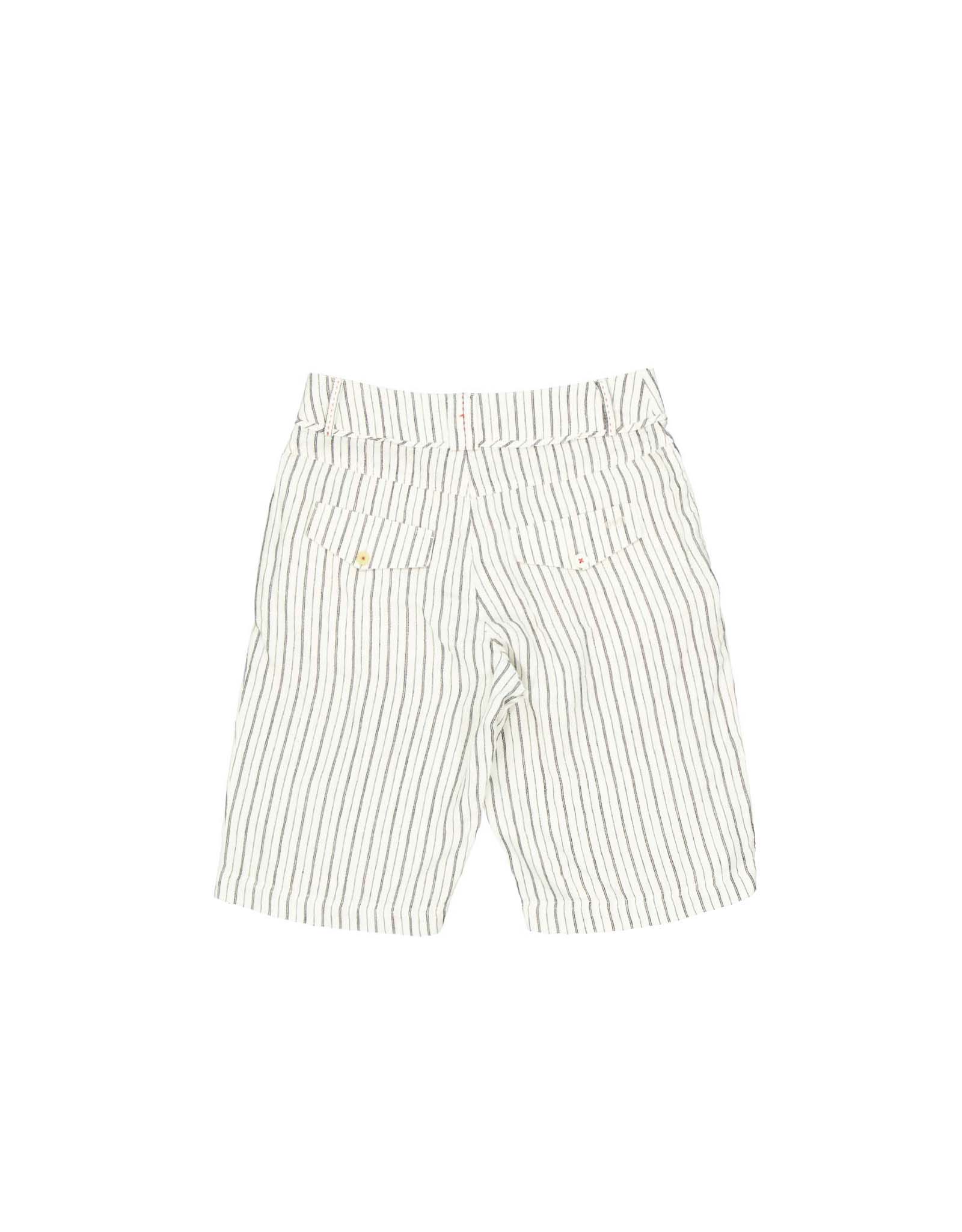 Noa Noa vintage women's 00's white pinstripe linen blend bermuda