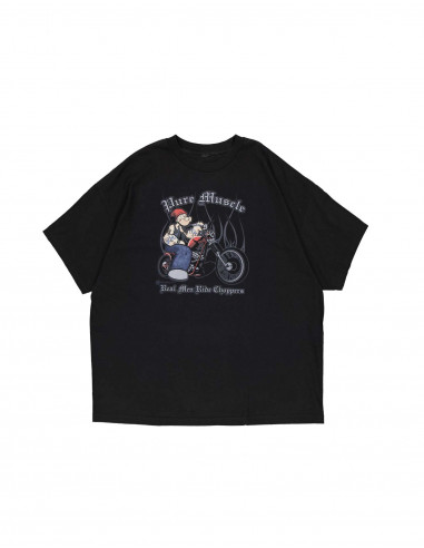 Vintage men's black print T-shirt
