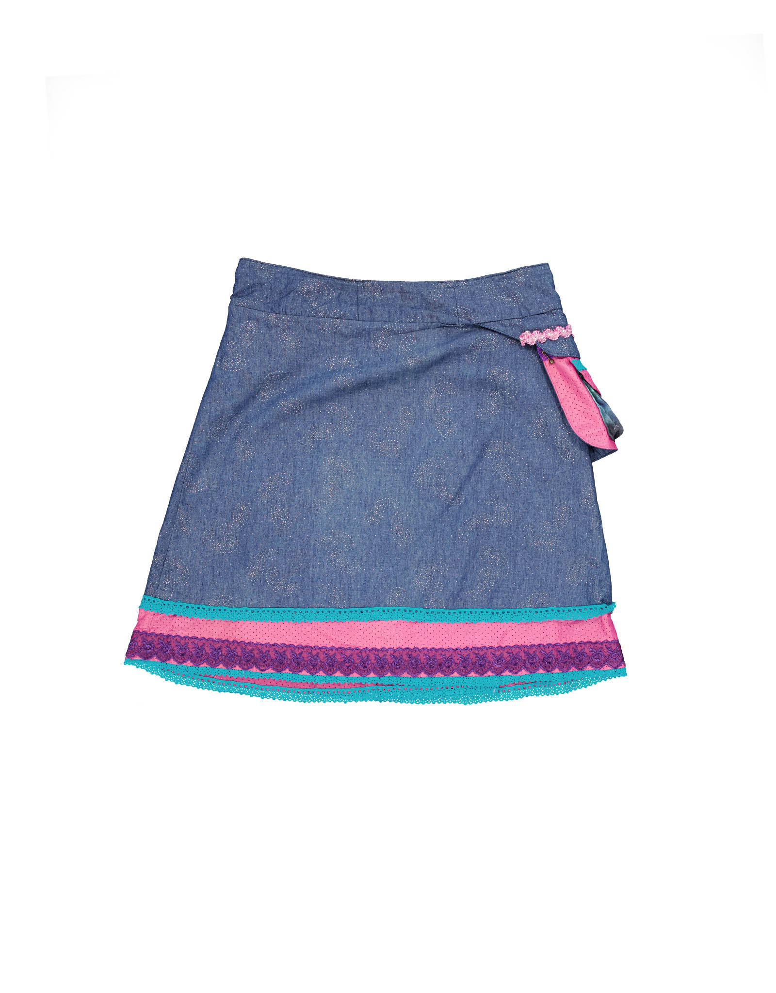 Vintage women's 00's blue print Y2K denim skirt