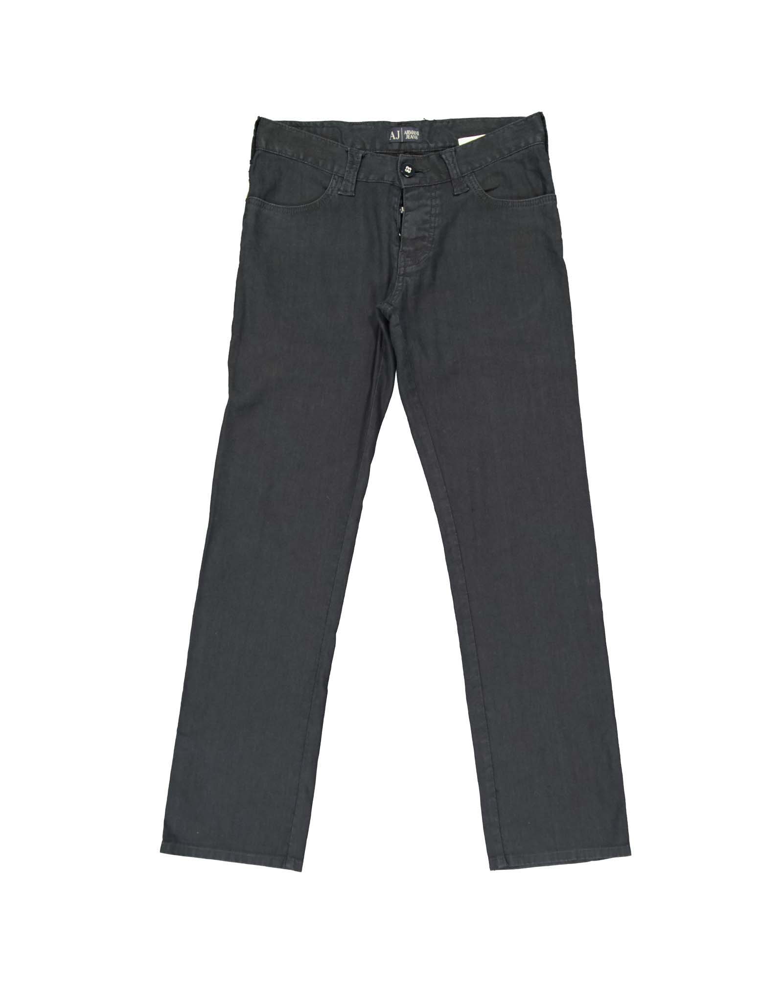 Armani Jeans men's black linen blend jeans